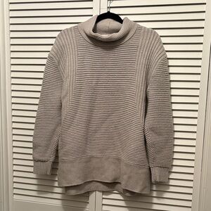 Athleta Merino Wool Ribbed Cream Turtleneck Sweater